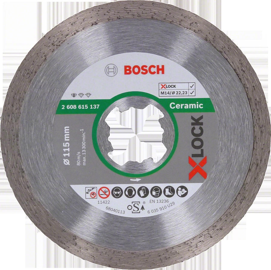 DISCO DIAMANTADO BOSCH 115 MM CONTINUO X-LOCK PARA CERAMICA 615137