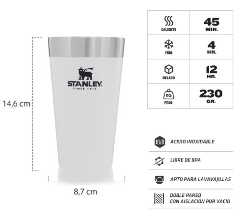 VASO STANLEY PINTA 437ML BLANCO POLAR